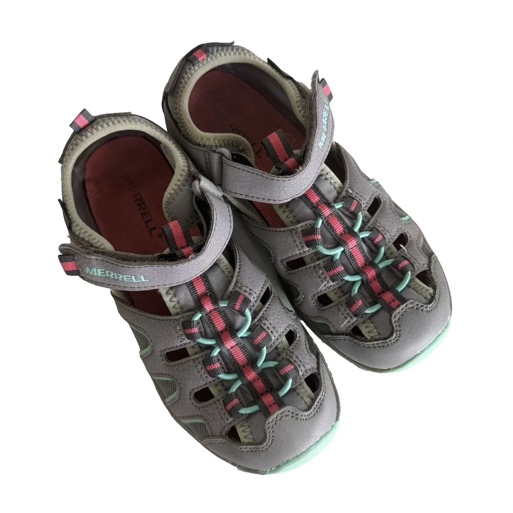 Merrell Hydro H2O Hiker Sandals Girls 3 Hook Loop Gray Pink Outdoors Watersports